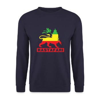 Rastafari Reggae Reggaeton Löwe Flagge Geschenk - Unisex Pullover - Navy - Vorne - Alina (178cm) & Michal (187cm)