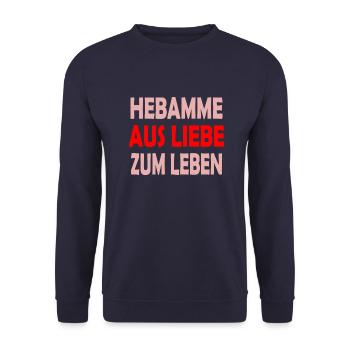 Hebamme - Unisex Pullover - Navy - Vorne - Alina (178cm) & Michal (187cm)
