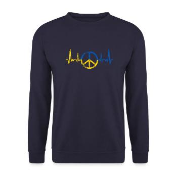 Ukraine Herzschlag Shirt mit EKG - Unisex Pullover - Navy - Vorne - Alina (178cm) & Michal (187cm)