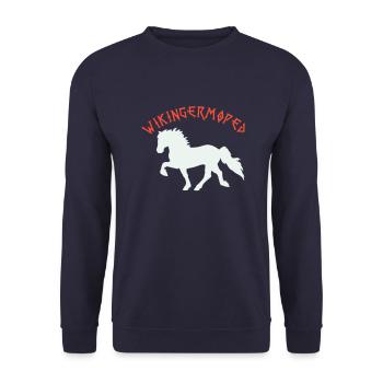 Wikingermoped Islandpferd - Unisex Pullover - Navy - Vorne - Alina (178cm) & Michal (187cm)