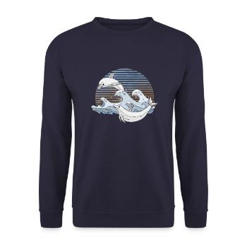 Dolphins - Unisex Sweatshirt - navy - Front - Alina (178cm) & Michal (187cm)
