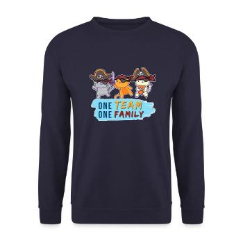 équipe famille chat pirate enterrement de vie de jeune fille motard - Sweat-shirt Unisexe - marine - Devant - Alina (178cm) & Michal (187cm)
