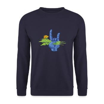 Unkraut ist Metal - Unisex Pullover - Navy - Vorne - Alina (178cm) & Michal (187cm)