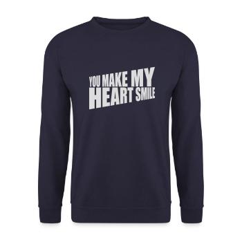 make my heart smile - Unisex Pullover - Navy - Vorne - Alina (178cm) & Michal (187cm)