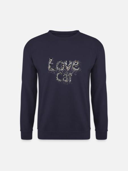 Flauschiger Love Cat Schriftzug mit Katzen-Gesicht - Unisex Pullover - Navy