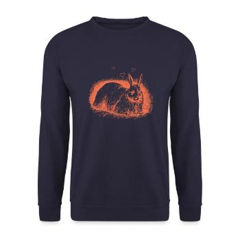 Lapin rétro avec coeurs lapin de Pâques - Sweat-shirt Unisexe - marine - Devant - Alina (178cm) & Michal (187cm)