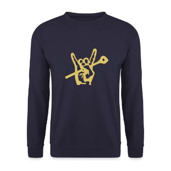 Kitchen, Rock, Hand, Löffel, beige - Unisex Pullover - Navy - Vorne - Alina (178cm) & Michal (187cm)