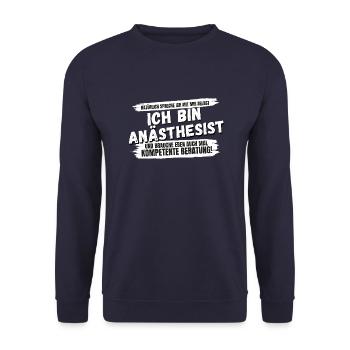 Anästhesist Anästhesistin Spruch Geschenk Beruf - Unisex Pullover - Navy - Vorne - Alina (178cm) & Michal (187cm)