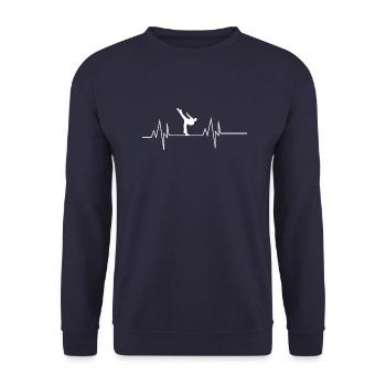 Taekwondo Herzschlag - Unisex Pullover - Navy - Vorne - Alina (178cm) & Michal (187cm)