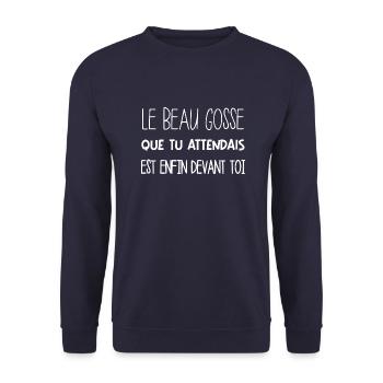 le beau gosse est devant toi cadeau - Sweat-shirt Unisexe - marine - Devant - Alina (178cm) & Michal (187cm)