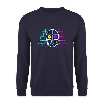Neon Robot - Intelligence Artificielle - Cyborg - Sweat-shirt Unisexe - marine - Devant - Alina (178cm) & Michal (187cm)
