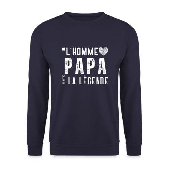 La légende Papa - Sweat-shirt Unisexe - marine - Devant - Alina (178cm) & Michal (187cm)