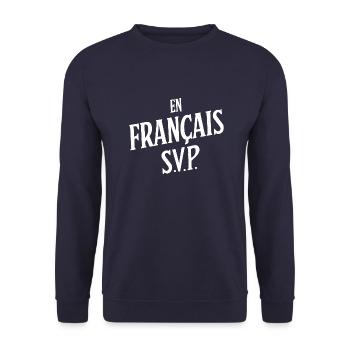 En français S.V.P. - Sweat-shirt Unisexe - marine - Devant - Alina (178cm) & Michal (187cm)