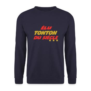 Elected TONTON of the century - Unisex Sweatshirt - navy - Front - Alina (178cm) & Michal (187cm)