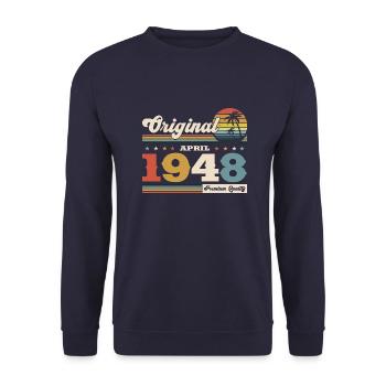 77th Birthday Original April Vintage 1948 - Unisex Sweatshirt - navy - Front - Alina (178cm) & Michal (187cm)