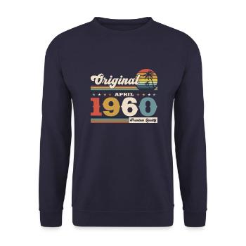 65ème Anniversaire Original Avril Millésime 1960 - Sweat-shirt Unisexe - marine - Devant - Alina (178cm) & Michal (187cm)