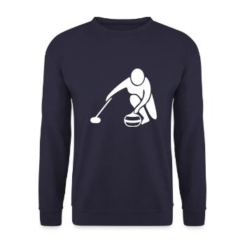 Minimalistisches Curling Silhouette Sport - Unisex Pullover - Navy - Vorne - Alina (178cm) & Michal (187cm)