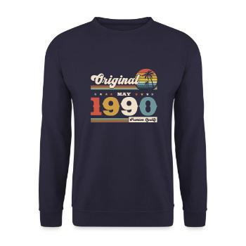 35ème anniversaire cadeau mari Original mai 1990 - Sweat-shirt Unisexe - marine - Devant - Alina (178cm) & Michal (187cm)
