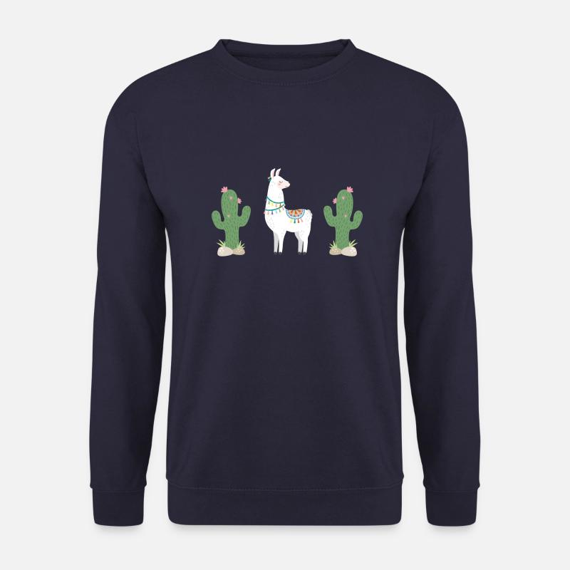 my lovely lama & cactus, weiß - Unisex Pullover - Navy
