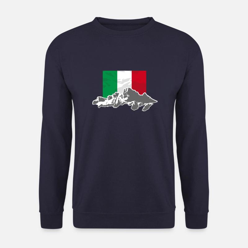 Italy - Mountains & Flag - Unisex Pullover - Navy