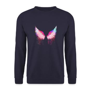 Flügel,angelwings, engelsflügel,bunt - Unisex Pullover - Navy - Vorne - Alina (178cm) & Michal (187cm)