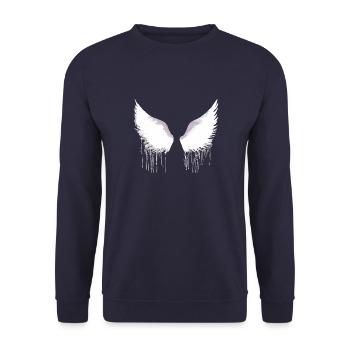 Flügel,angelwings, engelsflügel,weiss, graffiti - Unisex Pullover - Navy - Vorne - Alina (178cm) & Michal (187cm)