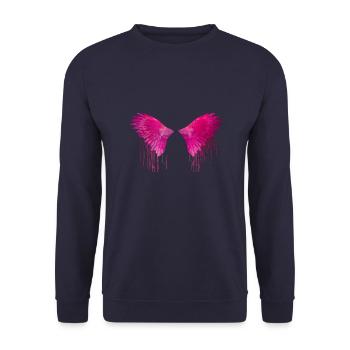 ailes, ange, graffiiti, peinture, rose, ailes d’ange, - Sweat-shirt Unisexe - marine - Devant - Alina (178cm) & Michal (187cm)