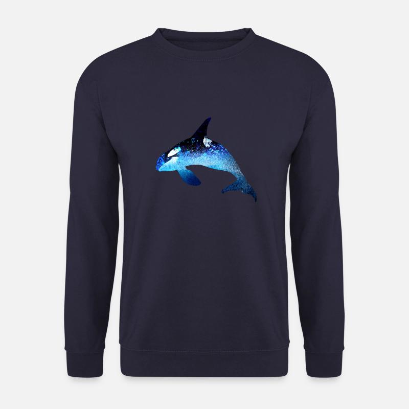 wal,blau,fisch,malerei,kunst,blau,meer - Unisex Pullover - Navy