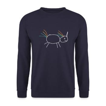 Unicorn Einhorn Geschenkidee Strichmann Humor - Unisex Pullover - Navy - Vorne - Alina (178cm) & Michal (187cm)