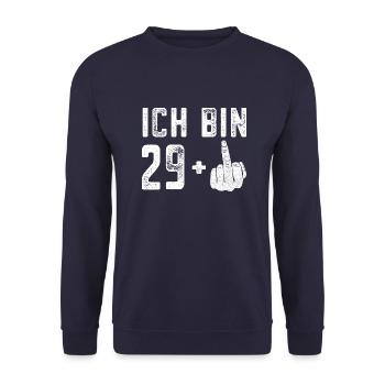 Ich bin 29+ 30. Jahre Geschenk - Unisex Pullover - Navy - Vorne - Alina (178cm) & Michal (187cm)