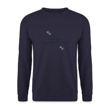 Mein ältestes Geschwisterteil hat Pfoten - Unisex Pullover - Navy - Vorne - Alina (178cm) & Michal (187cm)