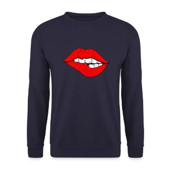 Lip Bite - Unisex Sweatshirt - navy - Front - Alina (178cm) & Michal (187cm)