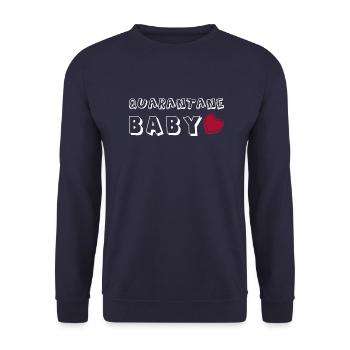 Schwangerschaft Babyparty Babyshower Boy Girl - Unisex Pullover - Navy - Vorne - Alina (178cm) & Michal (187cm)