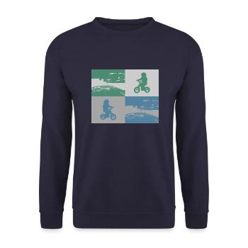 Junior Biker Pop Art metallic - Unisex Pullover - Navy - Vorne - Alina (178cm) & Michal (187cm)