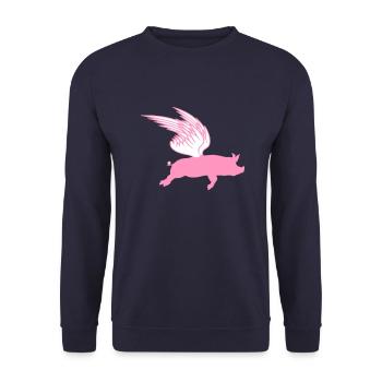 Wenn Fliegende Flügel Flug Schweine Fliegen können - Unisex Pullover - Navy - Vorne - Alina (178cm) & Michal (187cm)