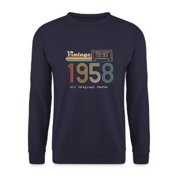1958 Original 1958 Vintage Vintage Retro Jahrestag - Unisex Pullover - Navy - Vorne - Alina (178cm) & Michal (187cm)