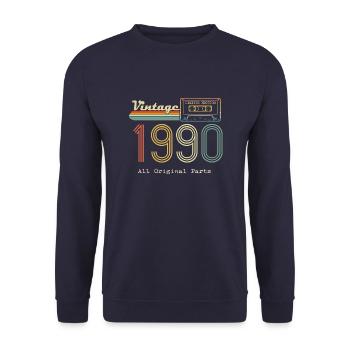1990 Original 1990 Vintage Vintage rétro anniversa - Sweat-shirt Unisexe - marine - Devant - Alina (178cm) & Michal (187cm)