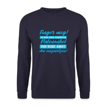 Funny Godfather Christening Baby Sayings Gift Godfather - Unisex Sweatshirt - navy - Front - Alina (178cm) & Michal (187cm)