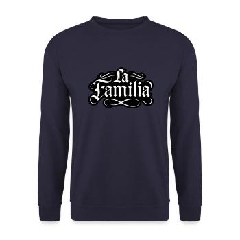 La Familia Spruch - Unisex Pullover - Navy - Vorne - Alina (178cm) & Michal (187cm)
