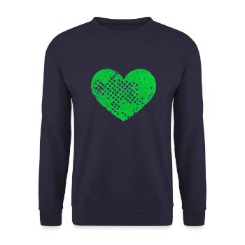 Heart with holes (green) - Unisex Sweatshirt - navy - Front - Alina (178cm) & Michal (187cm)