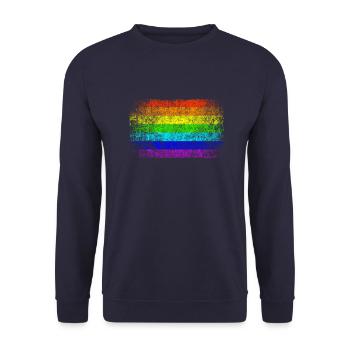 Peace Regenbogen Flagge - Unisex Pullover - Navy - Vorne - Alina (178cm) & Michal (187cm)