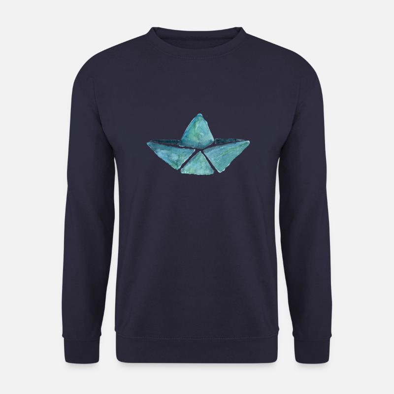 Papierboot Papierschiff Aquarell Maritim Geschenk - Unisex Pullover - Navy