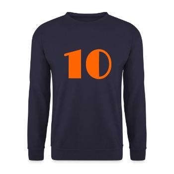 10. 10 JAHRE. 10-JÄHRIGES JUBILÄUM. GEBURTSTAG 10 JAHRE. - Unisex Pullover - Navy - Vorne - Alina (178cm) & Michal (187cm)
