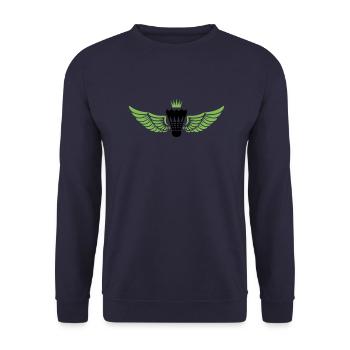badminton wappen federball - Unisex Pullover - Navy - Vorne - Alina (178cm) & Michal (187cm)