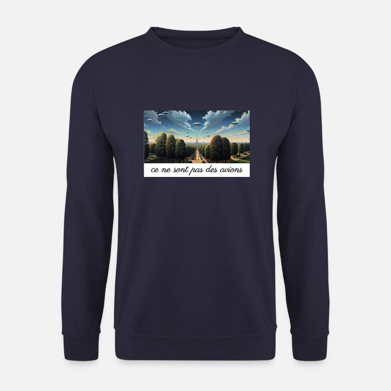 UFOs über Paris - Magritte - Unisex Pullover - Navy