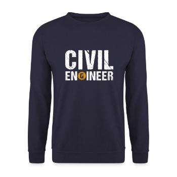 Mechanical Engineer - Maschinenbauingenieur Vintag - Unisex Pullover - Navy - Vorne - Alina (178cm) & Michal (187cm)