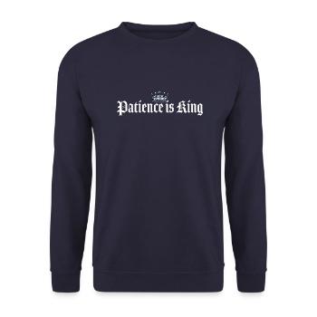 Patience is King Shirt - Unisex Pullover - Navy - Vorne - Alina (178cm) & Michal (187cm)