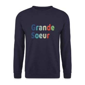 naissance, grande soeur, grande fille - Sweat-shirt Unisexe - marine - Devant - Alina (178cm) & Michal (187cm)