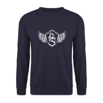 Musiknoten Wappen - Unisex Pullover - Navy - Vorne - Alina (178cm) & Michal (187cm)