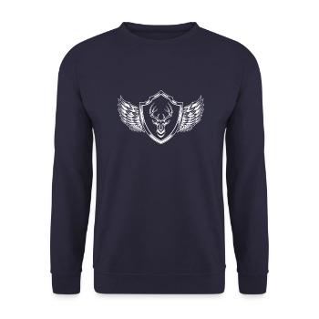 Deer Deer Coat of Arms - Unisex Sweatshirt - navy - Front - Alina (178cm) & Michal (187cm)
